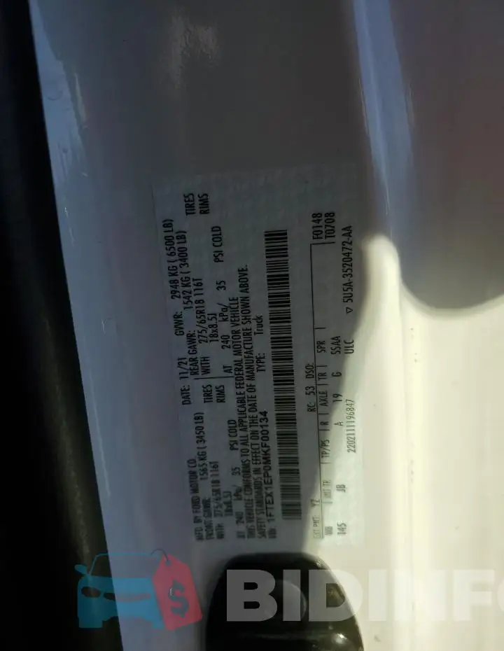 1FTEX1EP0MKF00134 Photo# 12