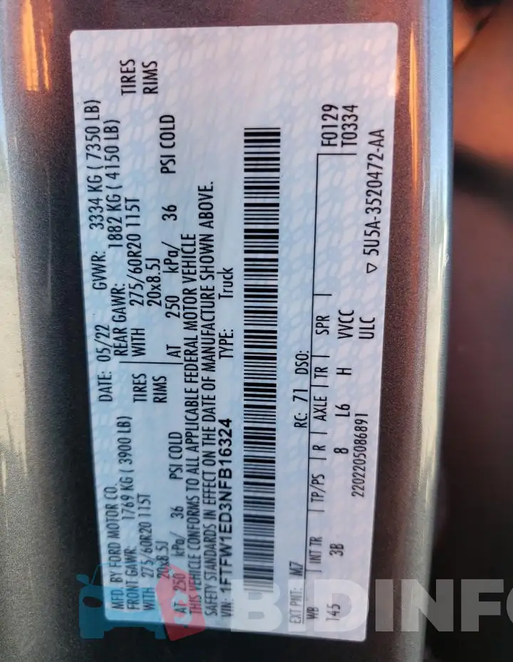 1FTFW1ED3NFB16324 Photo# 12
