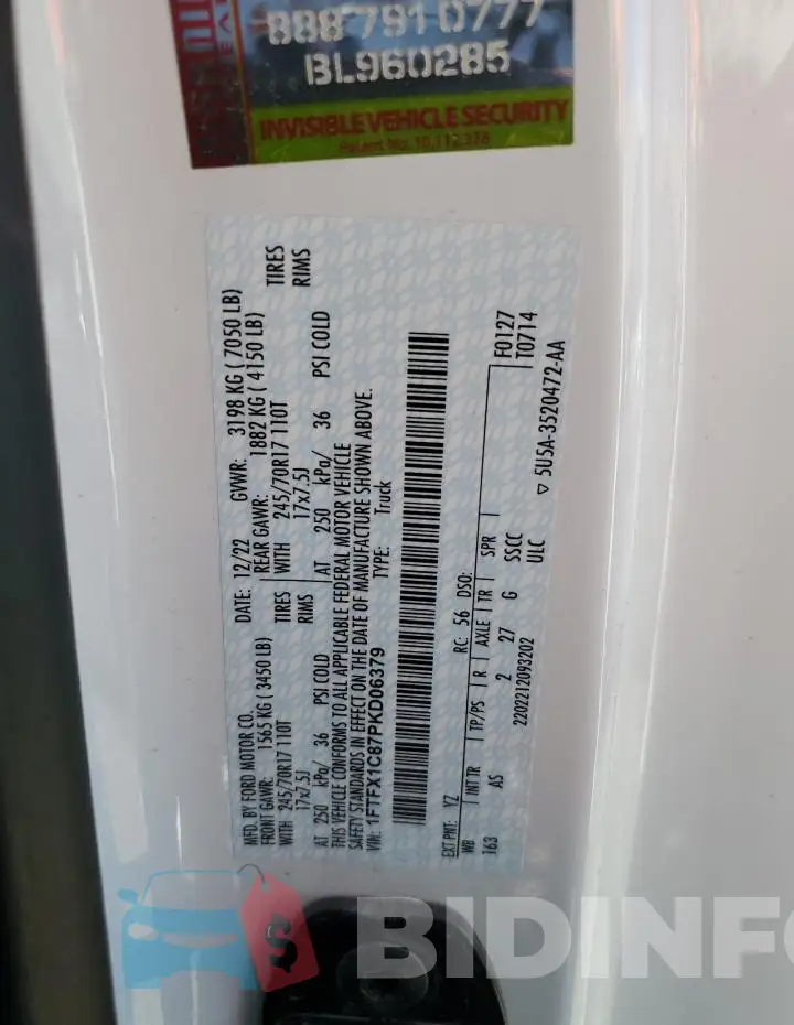 1FTFX1C87PKD06379 Photo# 12