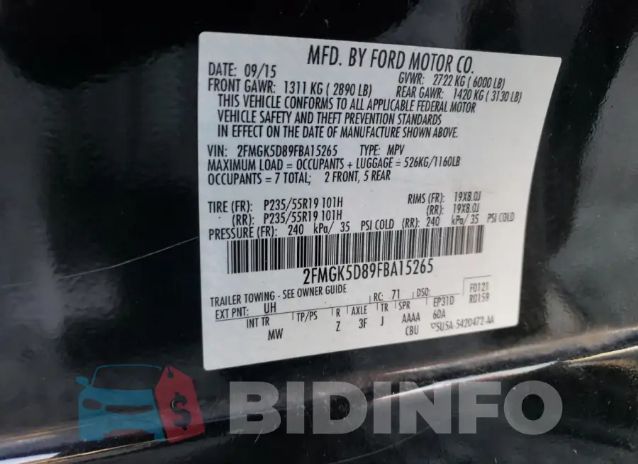2FMGK5D89FBA15265 Photo# 13
