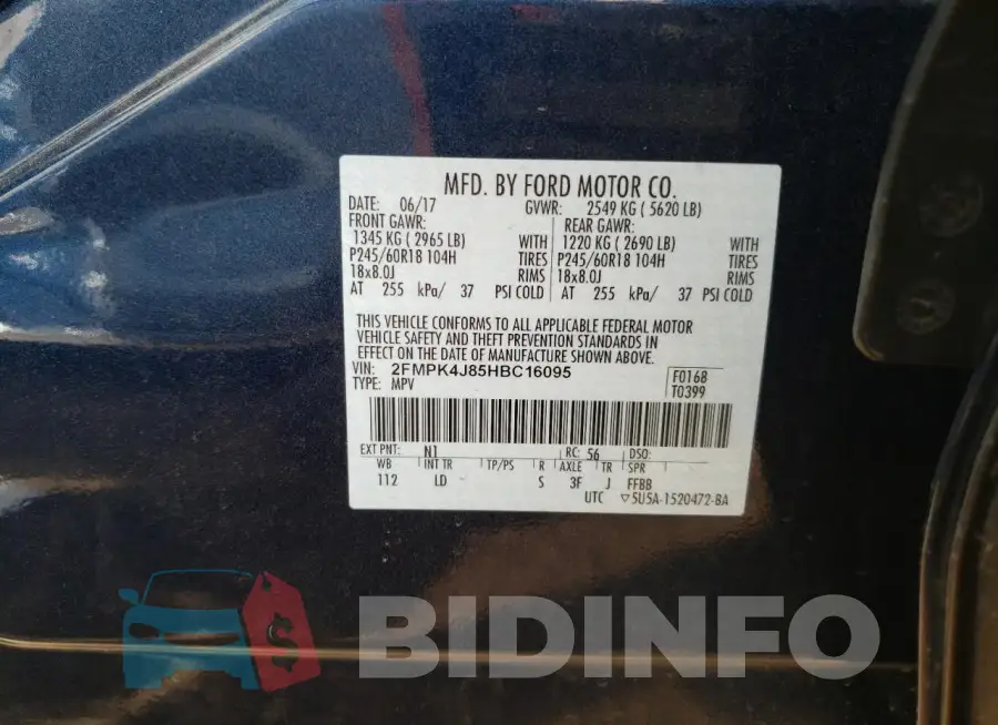 2FMPK4J85HBC16095 Photo# 12