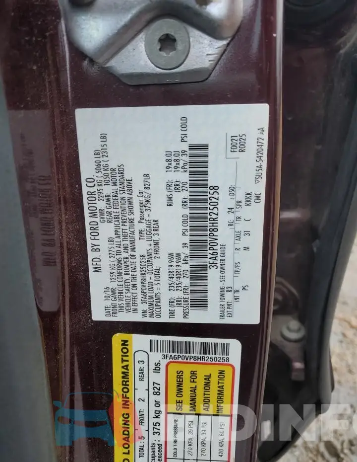 3FA6P0VP8HR250258 Photo# 12