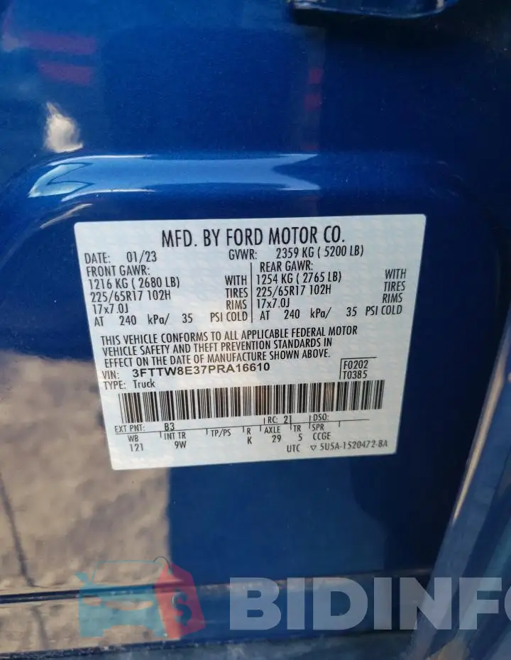 3FTTW8E37PRA16610 Photo# 12