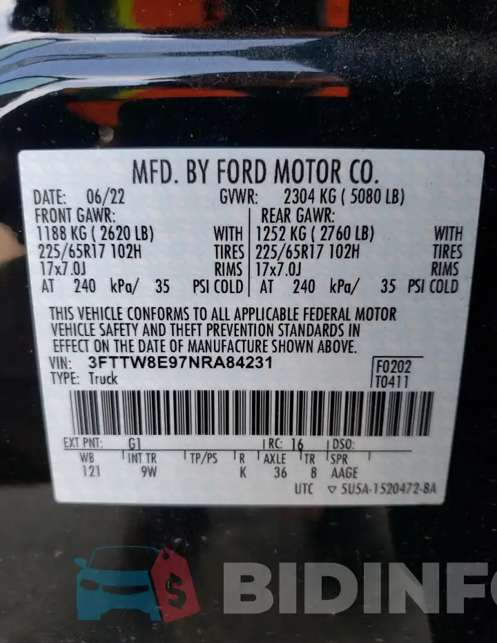 3FTTW8E97NRA84231 Photo# 12
