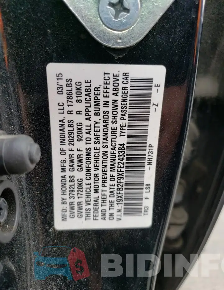 19XFB2F9XFE243384 Photo# 12