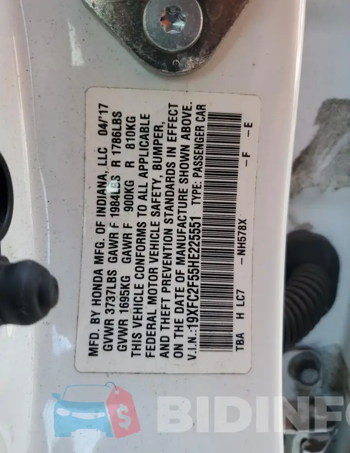 19XFC2F55HE225551 Photo# 12