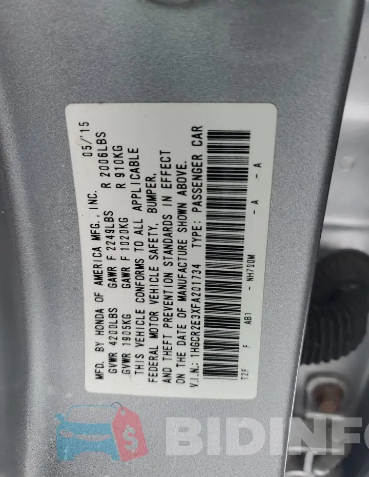 1HGCR2E3XFA201734 Photo# 12
