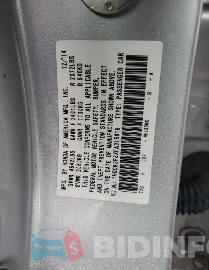 1HGCR3F8XFA015918 Photo# 12