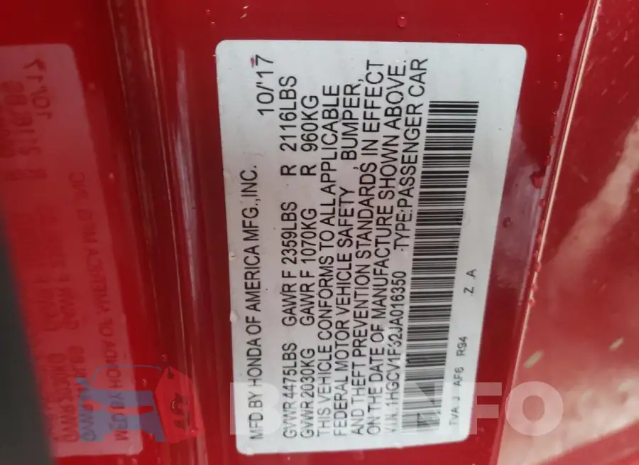 1HGCV1F32JA016350 Photo# 13