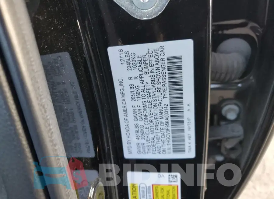 1HGCV3F95KA003142 Photo# 12