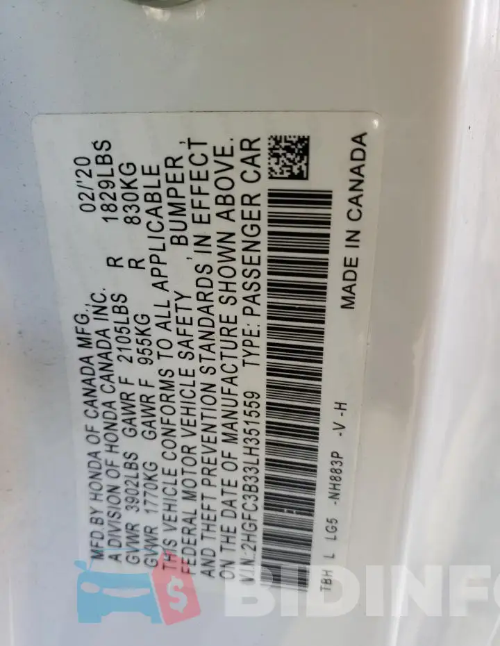 2HGFC3B33LH351559 Photo# 12