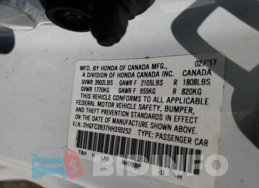 2HGFC3B37HH359252 Photo# 12