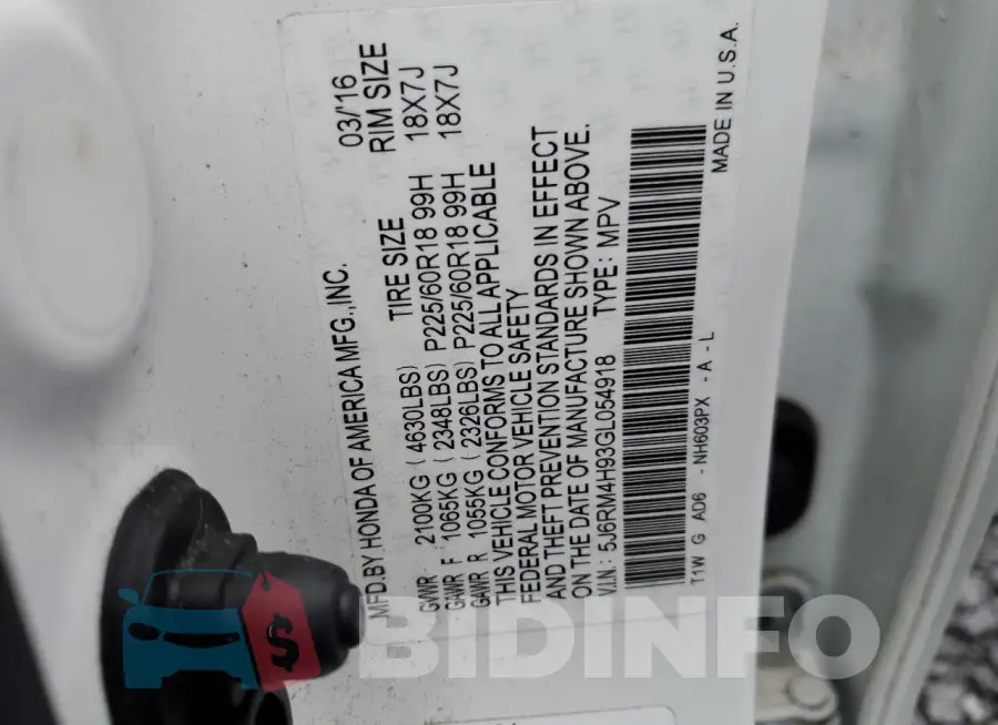 5J6RM4H93GL054918 Photo# 13