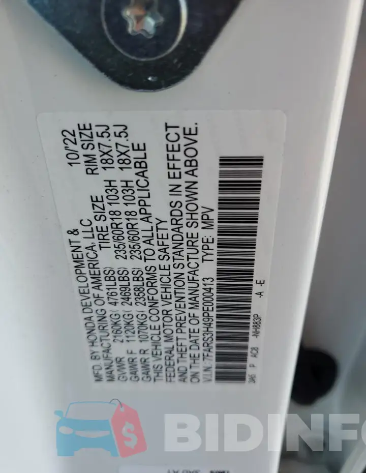 7FARS3H49PE000413 Photo# 13