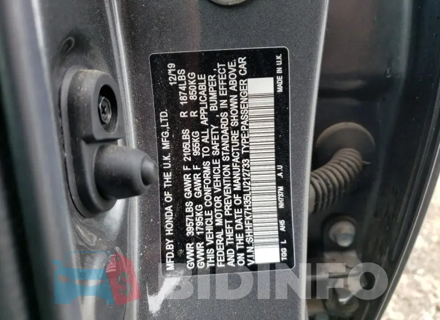 SHHFK7H35LU212733 Photo# 12