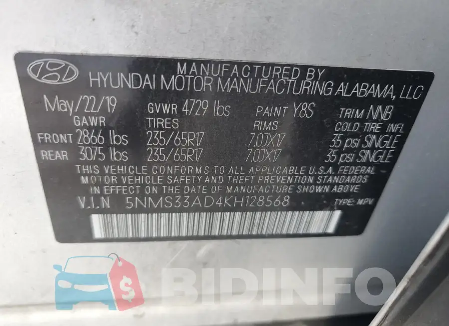5NMS33AD4KH128568 Photo# 13