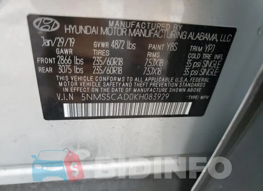 5NMS5CAD0KH083929 Photo# 13