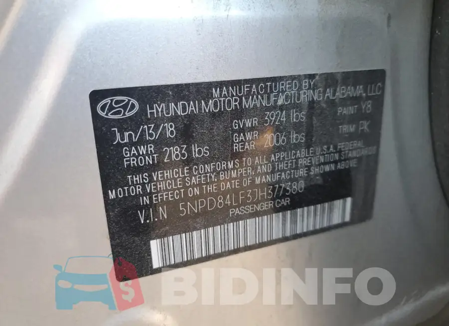 5NPD84LF3JH377380 Photo# 12