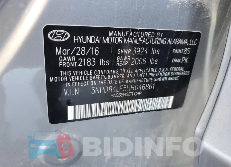 5NPD84LF5HH046861 Photo# 12
