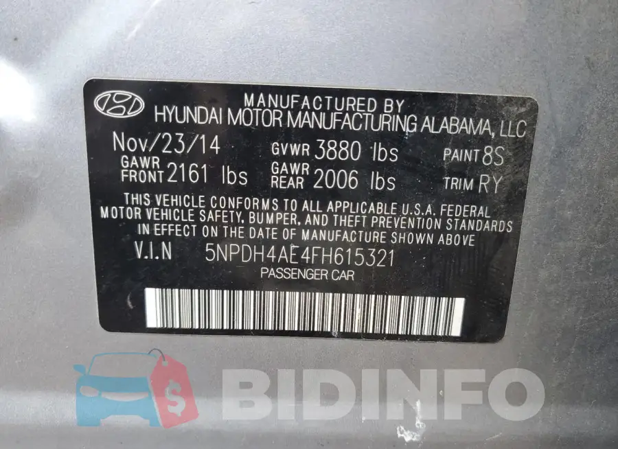 5NPDH4AE4FH615321 Photo# 13