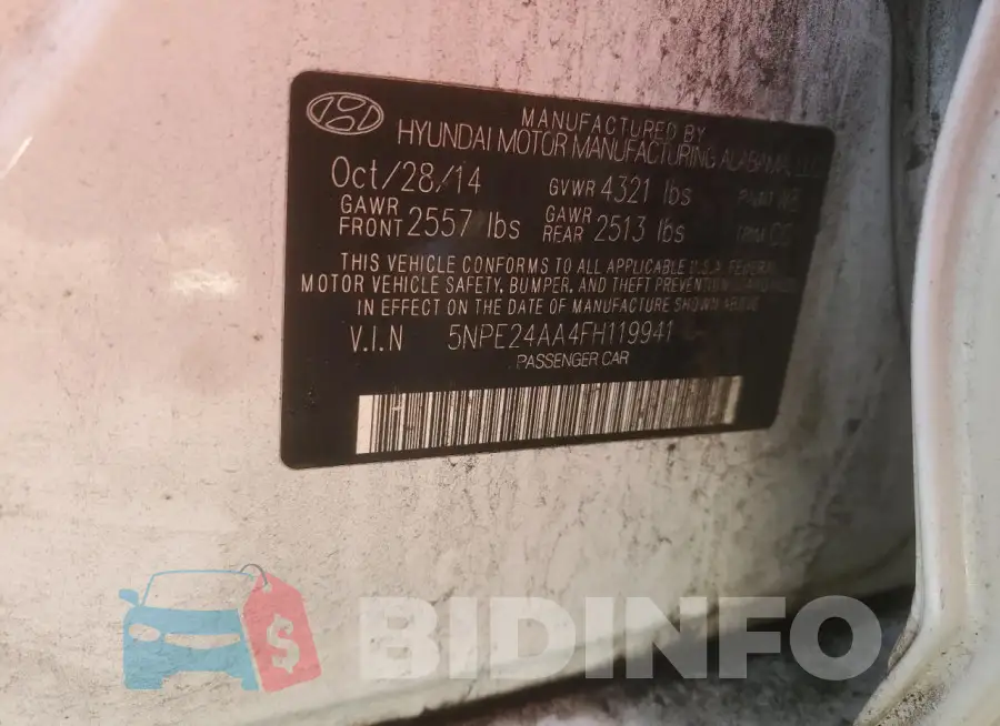 5NPE24AA4FH119941 Photo# 12