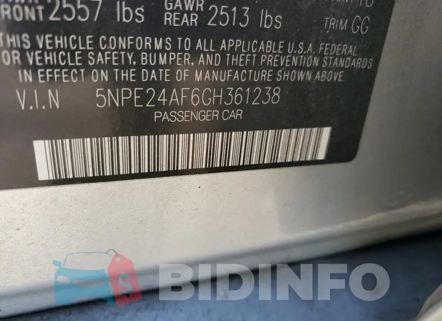 5NPE24AF6GH361238 Photo# 12