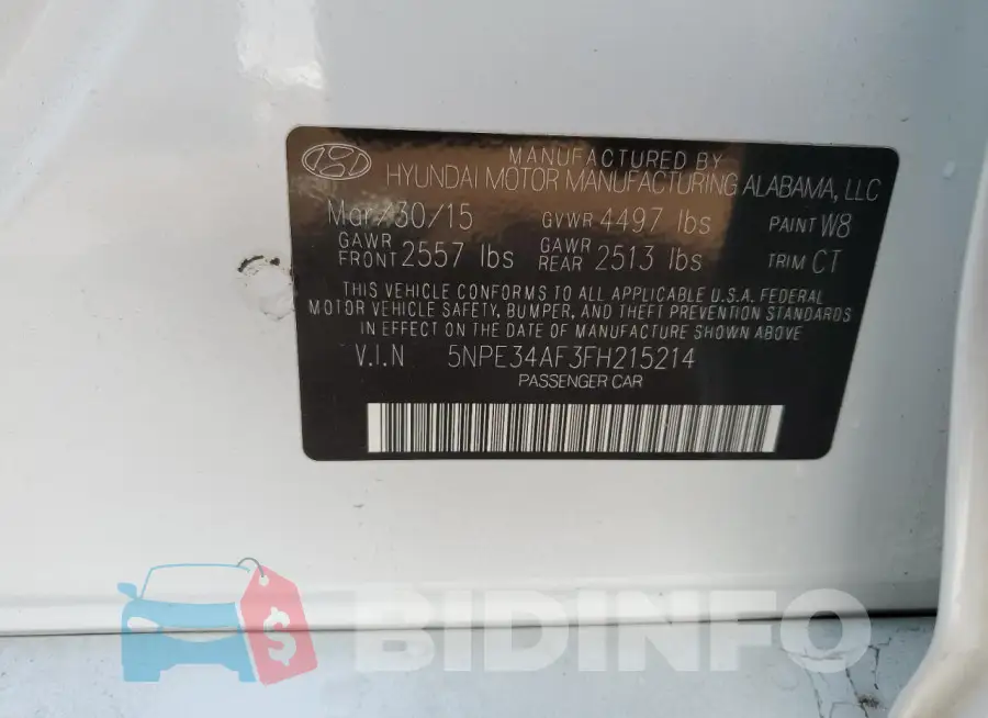 5NPE34AF3FH215214 Photo# 12