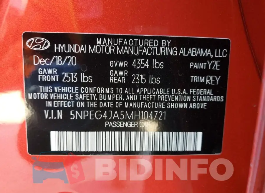 5NPEG4JA5MH104721 Photo# 12