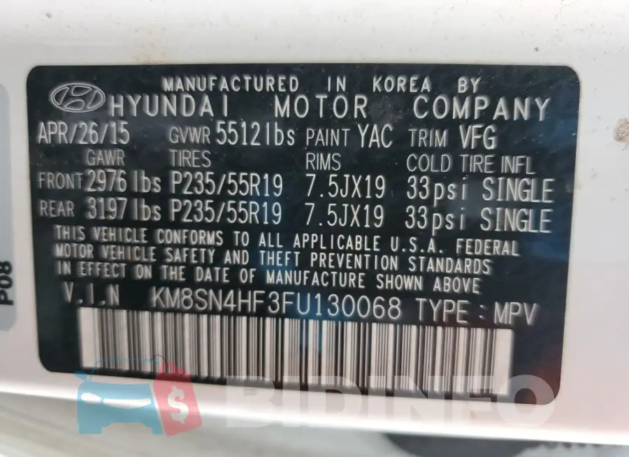 KM8SN4HF3FU130068 Photo# 12