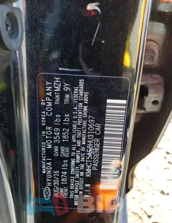 KMHCT5AE8HU310697 Photo# 13