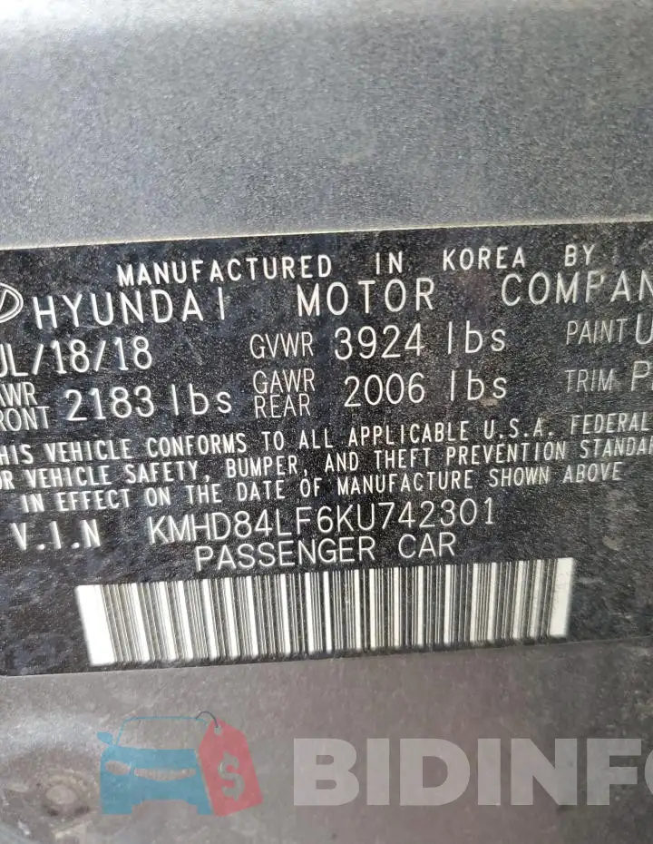 KMHD84LF6KU742301 Photo# 12