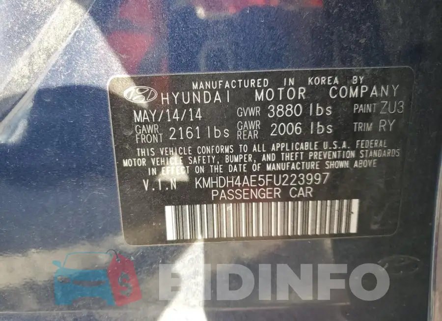 KMHDH4AE5FU223997 Photo# 12