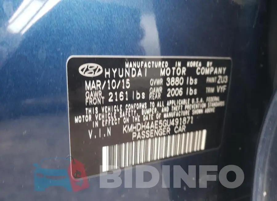 KMHDH4AE5GU491871 Photo# 12