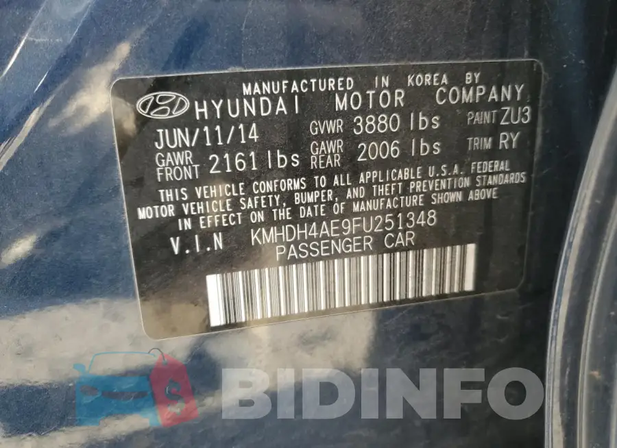 KMHDH4AE9FU251348 Photo# 12