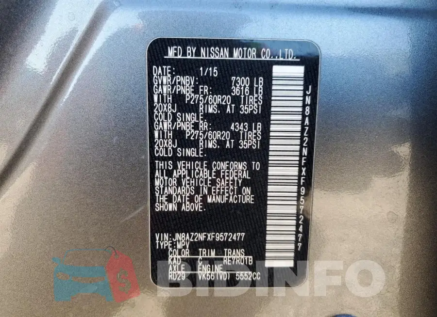 JN8AZ2NFXF9572477 Photo# 13