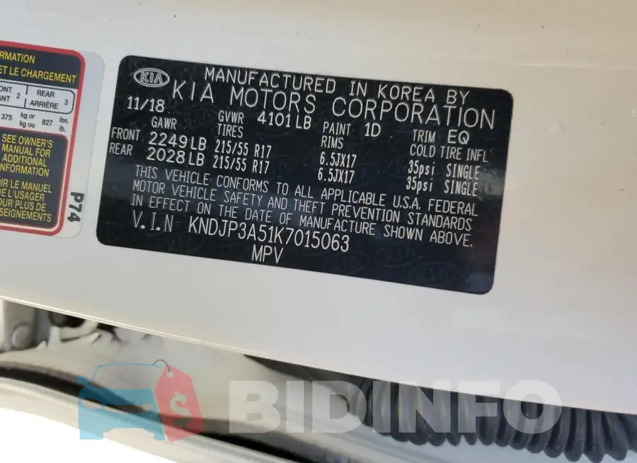 KNDJP3A51K7015063 Photo# 12