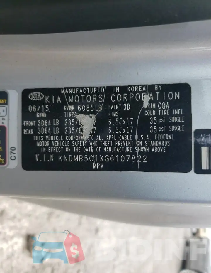 KNDMB5C1XG6107822 Photo# 13