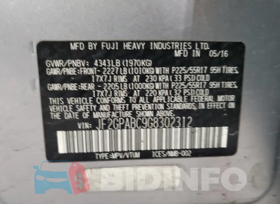 JF2GPABC9G8302312 Photo# 14