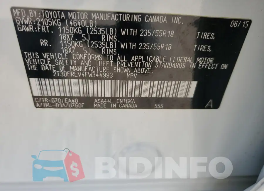 2T3DFREV4FW344993 Photo# 13