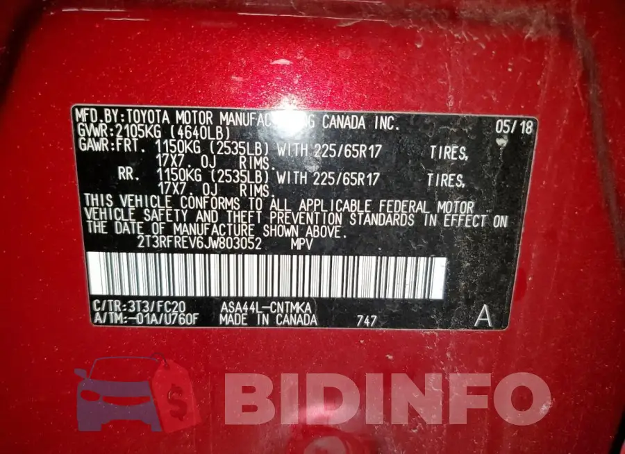 2T3RFREV6JW803052 Photo# 12