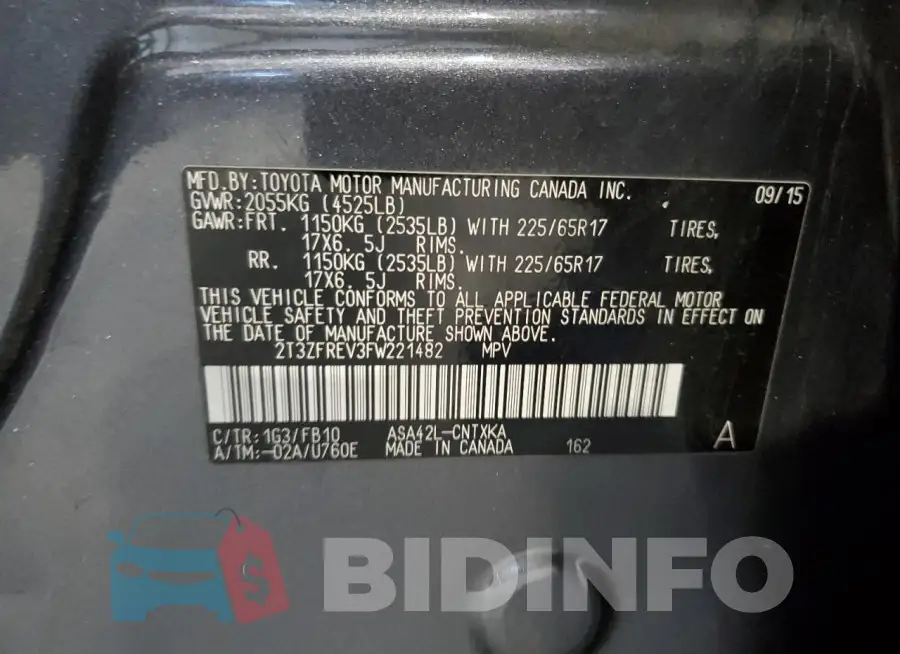 2T3ZFREV3FW221482 Photo# 13