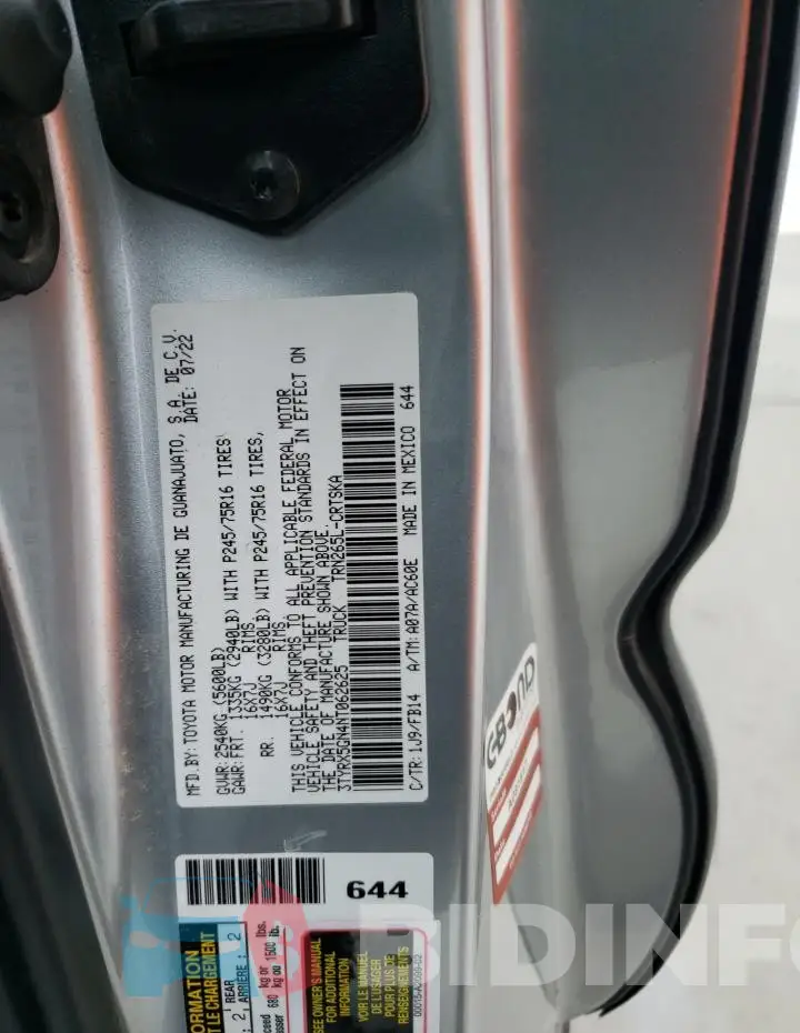 3TYRX5GN4NT062625 Photo# 12