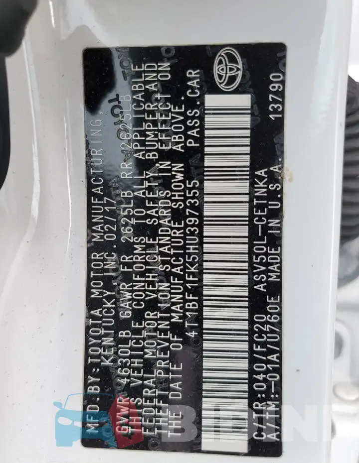 4T1BF1FK5HU397355 Photo# 12