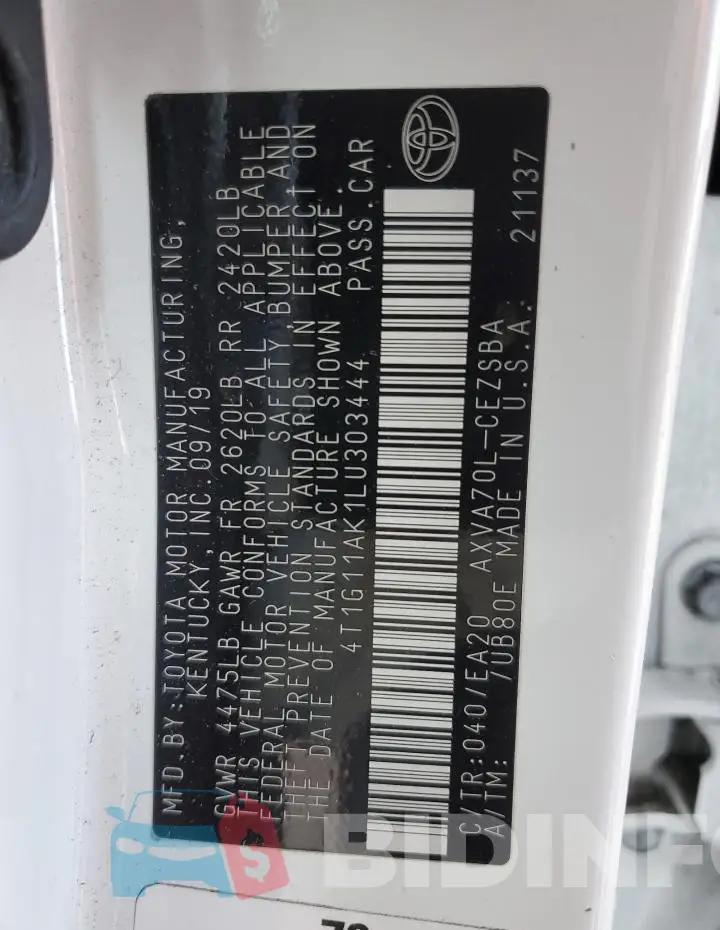 4T1G11AK1LU303444 Photo# 12