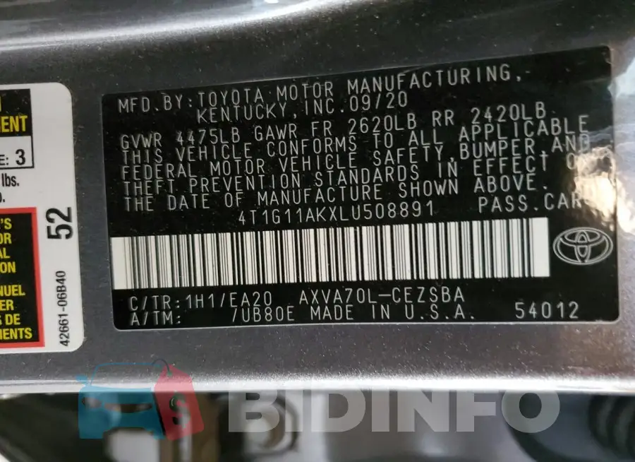 4T1G11AKXLU508891 Photo# 12
