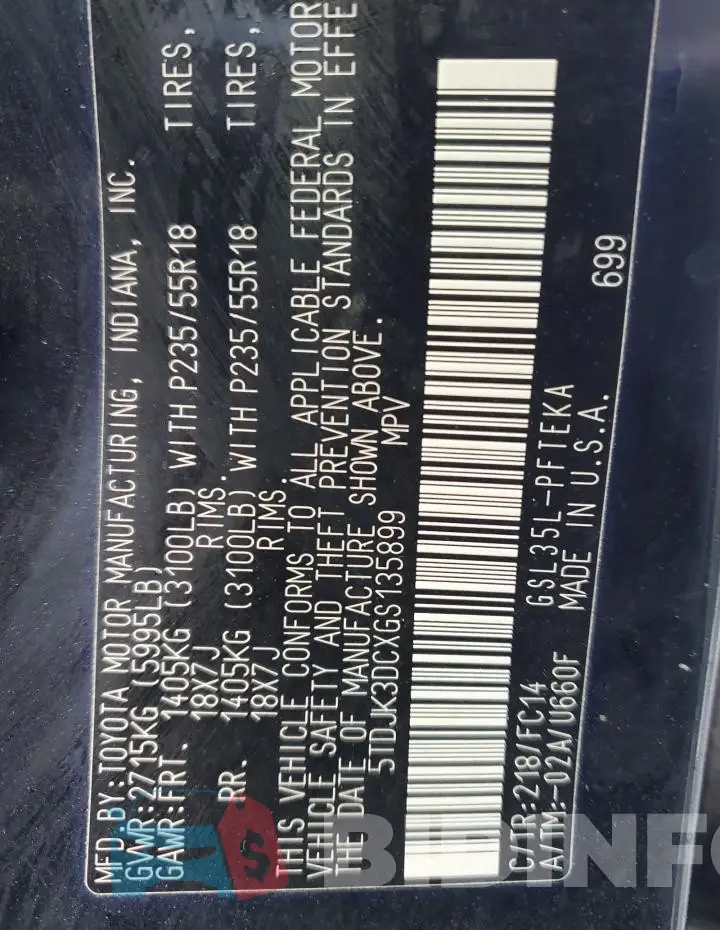 5TDJK3DCXGS135899 Photo# 14