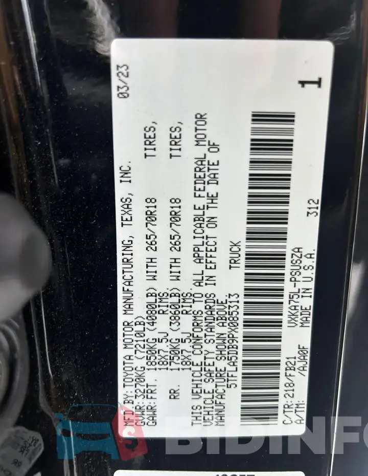 5TFLA5DB9PX085313 Photo# 10