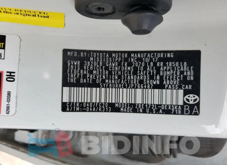 5YFBURHE1JP766487 Photo# 12