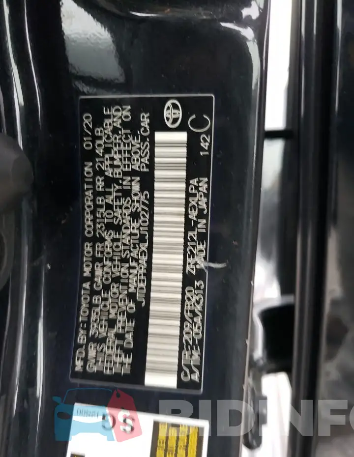 JTDEPRAEXLJ102775 Photo# 12