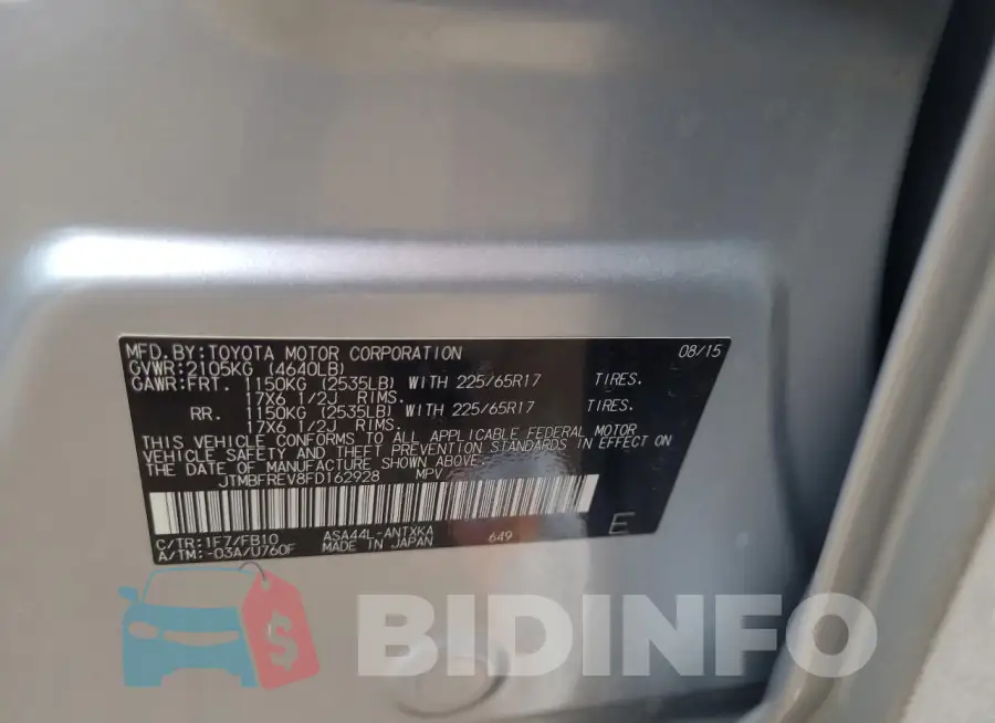 JTMBFREV8FD162928 Photo# 13
